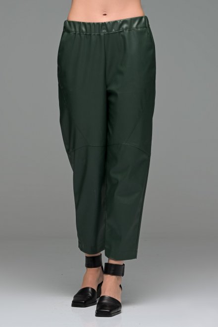 Faux leather cropped relaxed straight leg pants