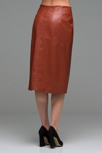 Midi φούστα με Α γραμμή από συνθετικό δέρμα henna