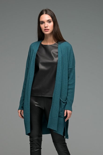 Cashmere blend relaxed cardigan petrol