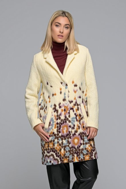 Flower-print coat