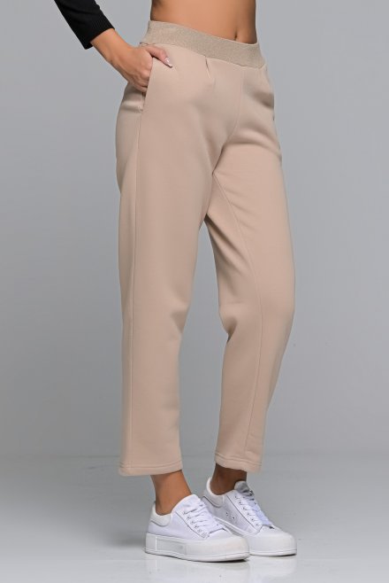 Cotton track pants with knitted details
