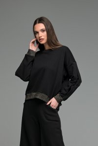 Cotton blend relaxed sweatshirt black