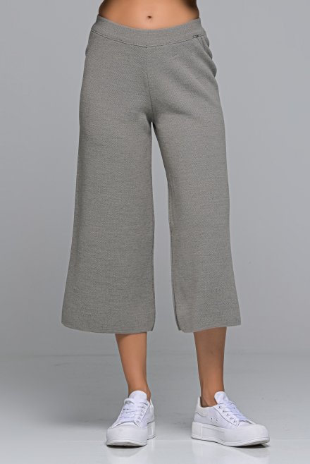Wool blend cropped wide leg pants